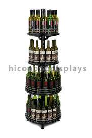 China Forma redonda da torre ajustável da exposição do vinho do retalho do dispositivo bonde 4-Layer da exposição da loja de vinho fornecedor