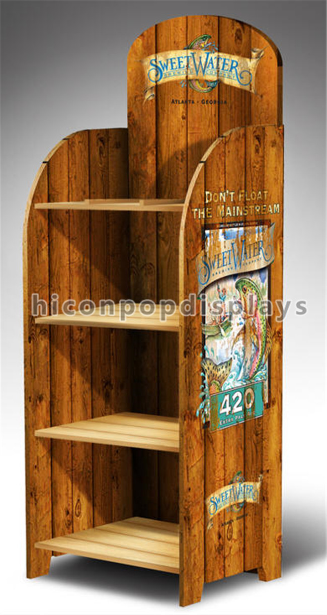Caixa de exposição autônoma acrílica de madeira do dispositivo bonde feito sob encomenda das exposições de mercadoria do PNF grande