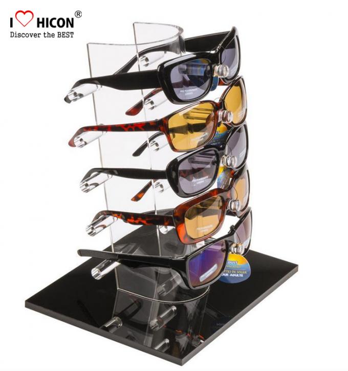 Cremalheira de exposição acrílica do Eyewear do Tabletop para a loja do tipo 5 pares da promoção dos óculos de sol