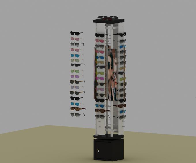 Vitrina preta com iluminação conduzida, cremalheira dos óculos de sol do metal de exposição de Sunglass