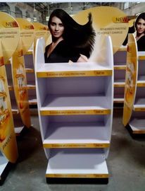 China Wood flooring movable hair care shampoo display stand fornecedor