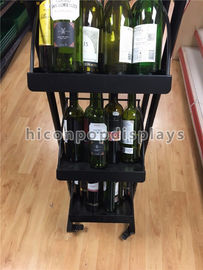 China Cor móvel do preto do suporte de exposição do refresco/vinho de 3 prateleiras com 4 rodízios fornecedor