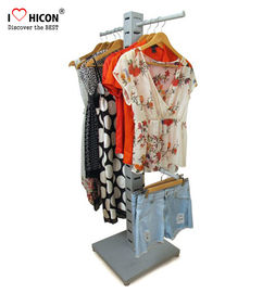 China Cremalheira da roupa da madeira de metal do assoalho das exposições de mercadoria do PNF da loja do vestuário para a venda fornecedor