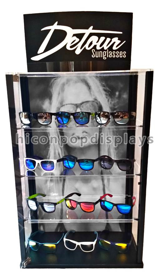 Propaganda acrílica da loja varejo do Eyewear da vitrina do tampo da mesa que trava o suporte de exposição dos vidros
