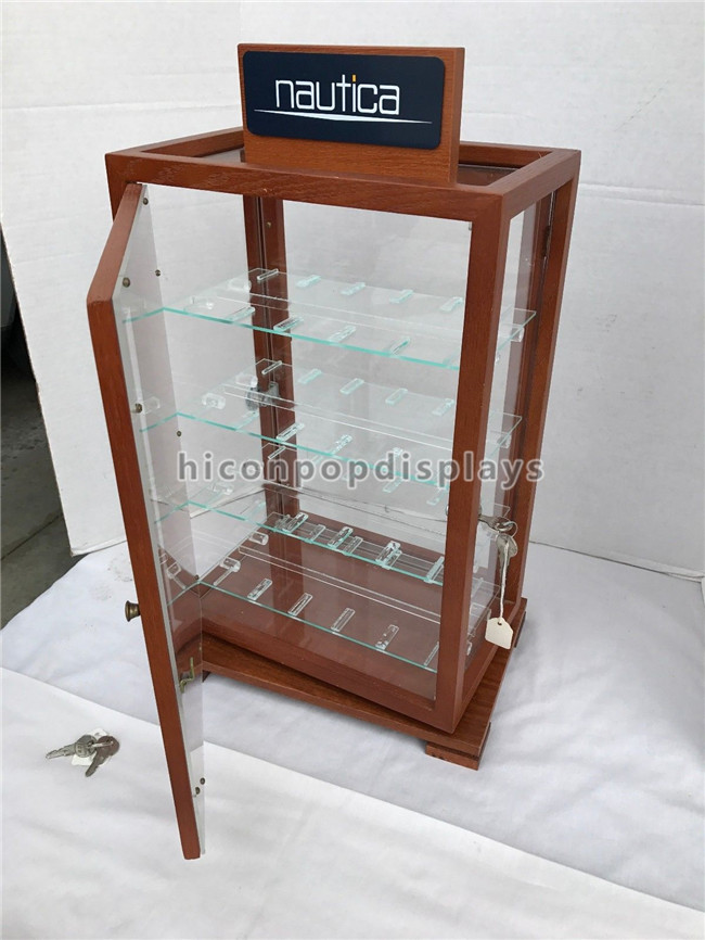 Prateleiras Lockable de gerencio de vidro de madeira feitas sob encomenda da vitrina 4 do relógio da exposição da cremalheira