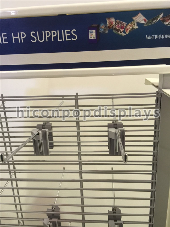 Ponto dos produtos de HP de exposições de venda da compra com ganchos/suporte cremalheira da 2-maneira