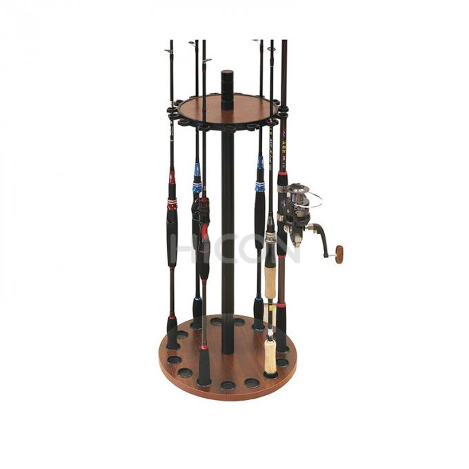 Cremalheira de madeira do carretel da pesca do suporte de Rod Display Rack Round Pole da pesca